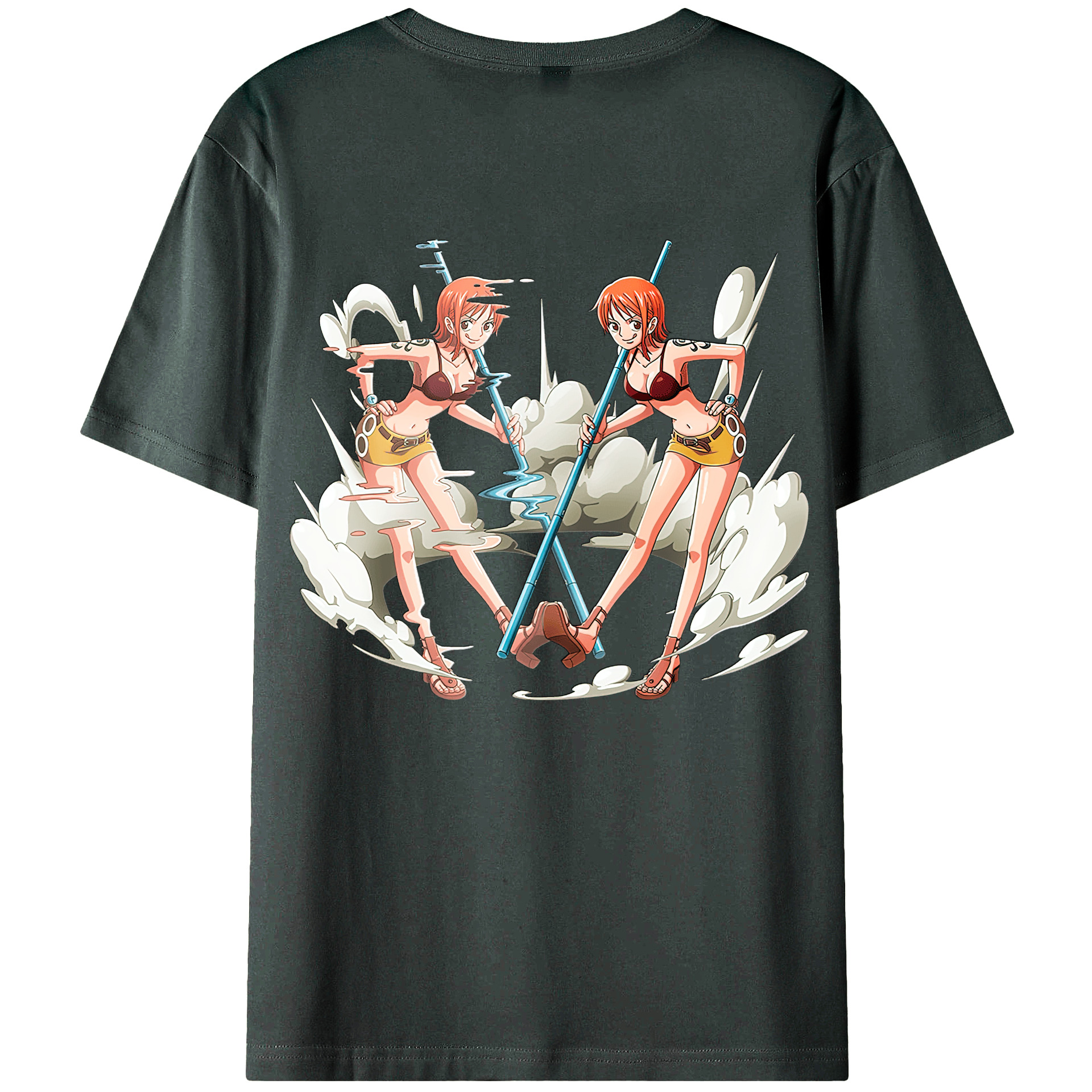 （画像用） ワンピース ナミ ONE PIECE Nami 綿100％ メンズ半袖Tシャツ（バックプリント） 通気性